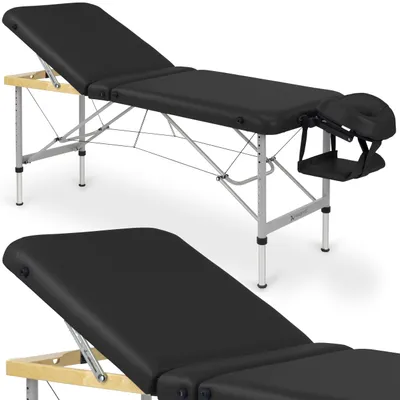 Produktbild von Habys, Aero Plus 3 Zonen Aluminium Massageliege | Massagetisch, Massagebank | Höhenverstellbar Tragebares Klappbar Kopfstütze | 165x60 cm | Schwarz