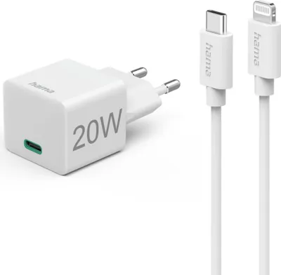 Produktbild von Hama Schnellladegerät mit Ladekabel Lightning, Mini-Ladegerät, PD, 20 W,