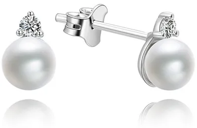 Image de Clous d'oreilles en argent avec perles véritables AGUP1195