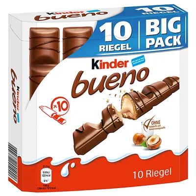 Produktbild von Kinder Bueno Big Pack 10 einzeln verpackte Waffel Riegel 10er 215g