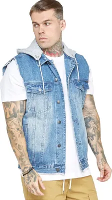 Image de Gilet Siksilk Rinse&denim bleu, taille S, homme, bleu, taille S