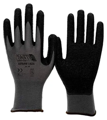 Produktbild von 24 Paar Nylotex 3520 Latexbeschichtung in Schwarz, mit Grip, Größe 10