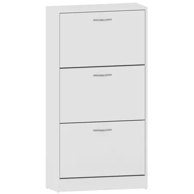 Immagine prodotto di Scarpiera a 3 ante Vida Designs – Bianca, moderna e salvaspazio, ideale per il corridoio e l'ingresso