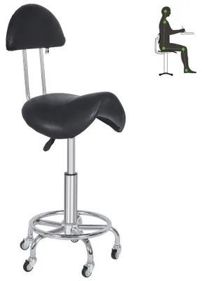 Obrázek produktu pro Ergonomická sedlová židle s kolečky a opěrkou, nastavitelná a otočná