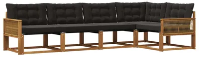 Produktbild von vidaXL Outdoor-Sofagarnitur mit Kissen 5 pcs Natürlich und Schwarz