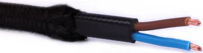 Produktbild von Stoffkabel 2x0,75mm² schwarz weiß gold rot braun orange - Farbe: Schwarz