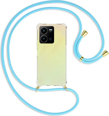 Produktbild von Handykette Backcover-Schutzhülle mit Band (Metall goldfarben) für vivo Y35 4G (6.58''), vivo Y22s - himmelblau