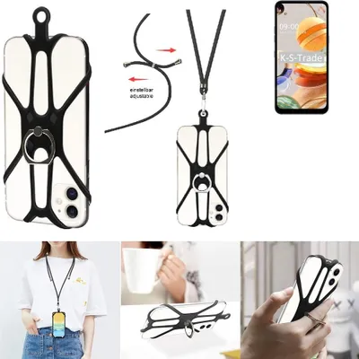 Produktbild von K-S-Trade 3in1 Handykette Handyband Handykordel Halsband Smartphone-Ring Handy-Ring kompatibel mit LG Electronics K61 Fingerhalterung Handyring