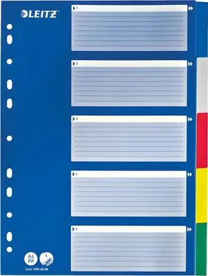Produktbild von Register A4 blanko bunt 5tlg. mit blauem Deckblatt sortiert in 5 vers