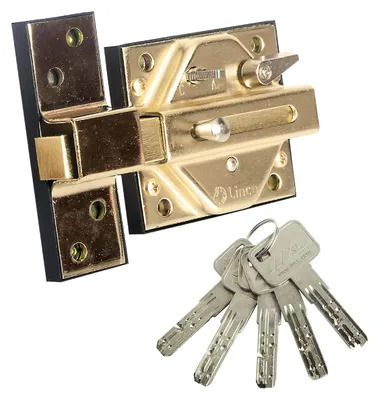 Türverriegelung 7930R – Messing, Gold, 5 Schlüssel