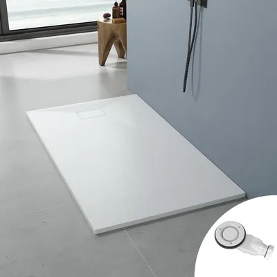 Produktbild von AQUABATOS Duschwanne 160x90x2,6 cm weiß, rutschfeste Duschtasse aus SMC, zuschneidbar mit Abflussgarnitur