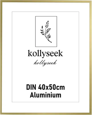 Produktbild von Bilderrahmen Aluminium 40x50cm Gold mit Acrylglas und Passepartout