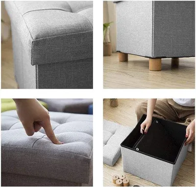 Obrázek produktu pro Famanu Skládací úložný taburet - Taburet s úložným prostorem - 38 x 38 x 40 cm