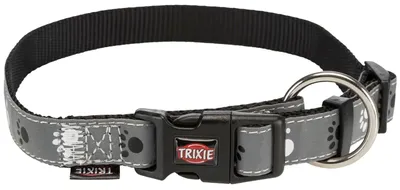 Produktbild von TRIXIE Silver Reflect Halsband, S–M: 30–45 cm / 15 mm, schwarz / silbergrau
