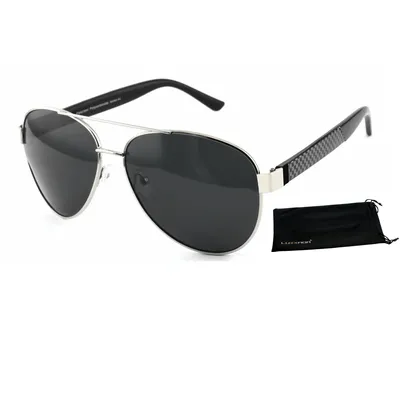 Produktbild von Hochwertige Pilotenbrille Polarisierte XL Große Sonnenbrille Chrom Schwarz UV400 Gläser Bügeldesign im Carbon Look