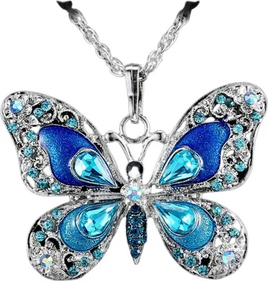 Immagine prodotto di INF Collana vintage con ciondolo a farfalla Blu
