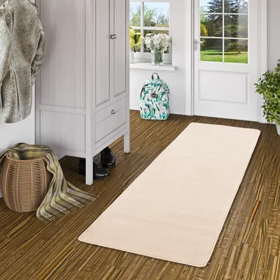Produktbild von Hochflor Luxus Velours Läufer Teppich Touch Beige, Größe:80x320 cm