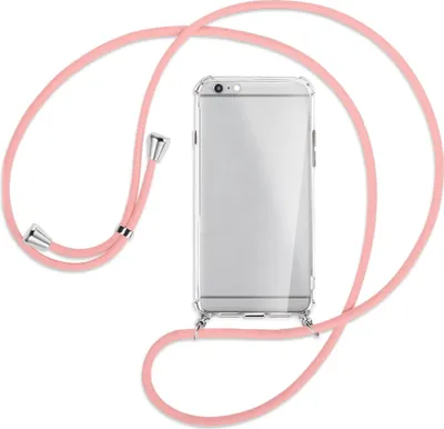 Produktbild von Handykette Backcover-Schutzhülle mit Band (Metall silberfarben) für Apple iPhone 6 Plus - rosa
