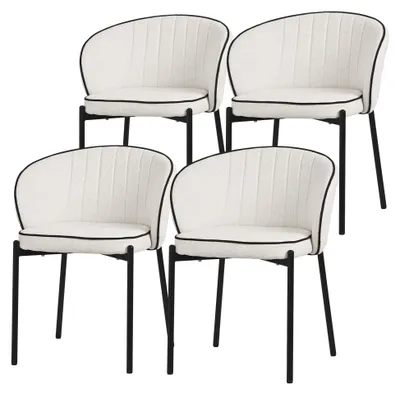 Produktbild von ML-Design Esszimmerstühle 4er Set Beige Küchenstühle mit Stoffbezug Metallbeinen Wohnzimmerstuhl mit Rückenlehne Polsterstühle für Esszimmer & Küche