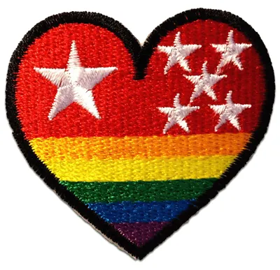 Produktbild von Herz Regenbogen - Aufnäher, Bügelbild, Aufbügler, Applikationen, Patches, Flicken, Zum Aufbügeln, Größe: 4.5 x 5.2 cm