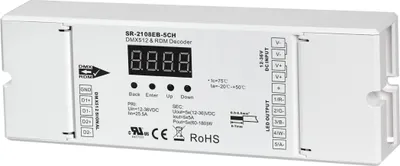 Produktbild von SR-2108EB-5CH DMX512  und  RDM Decoder 5-Kanal 16-Bit 5A pro Kanal 12-36V DC für RGB+CCT LED Streifen