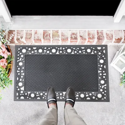 Produktbild von Eingangstürmatte Fussmatte Außen Gummimatte Schmutzfänger für Haustür, Fußabtreter, Terrasse, Balkon, Farbe:2710Anthrazit, Maße:45x70 cm