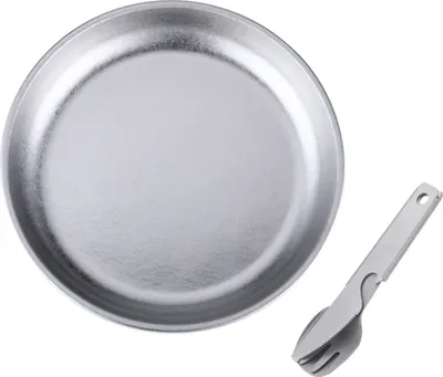 Produktbild von Campingteller mit 3-teiligem Set, integriertem Geschirr, Titanteller, Grillteller, Campingteller aus Metall, Salatteller, ultraleichtes Ess-Set fš¹r den Au?enbereich