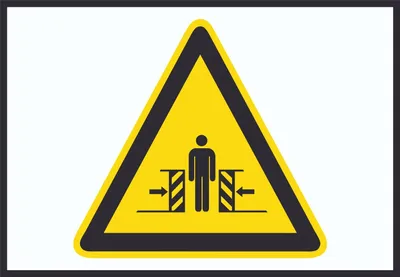 Produktbild von Achtung Quetschgefahr Symbol A6 Rückseite selbstklebend Schild