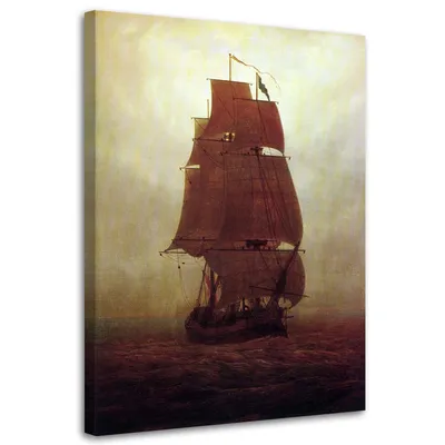 Obrázek produktu pro Fototapeta - Feeby - Umělecké plátno - Plachetnice C. D. Friedrich Reprodukční obraz Obývací pokoj - Malý umělecký tisk - Plátno 60x90 Large
