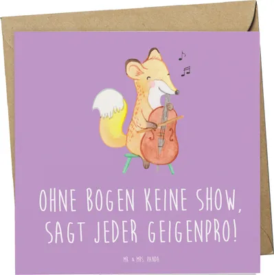 Produktbild von Mr. & Mrs. Panda Grußkarte Geige Bogen - Lavendeltraum - Geschenk, Instrument, doppelkarte, Orchester, Musiker, Musik, Kammermusik, Glückwunschkarte, Klappkarte, Folklore