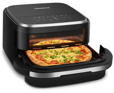 Produktbild von Heißluftfritteuse 2200W XL 745cm² Garfläche Extra-Crisp Doppelheizung Touchscreen Schwarz