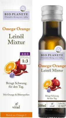 Produktbild von OMEGA ORANGE – MISCHUNG MIT LEINÖL (BLÜTENSTAUB, ORANGE) 100 ml – PLANETE