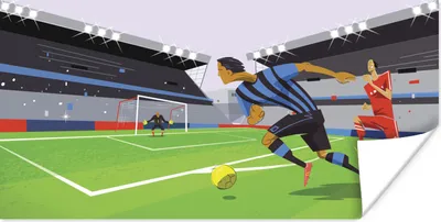 Produktbild von MuchoWow® Poster Eine Illustration von Spielern, die in einem Stadion Fußball spielen - Junge - Mädchen - Kinder 160x80 cm - Foto Poster