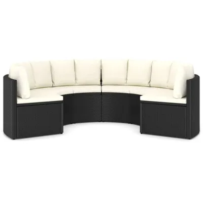 Image de vidaXL Ensemble de salon de jardin 6 pièces avec coussins Poly rotin noir