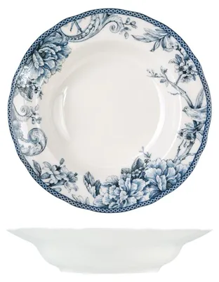 6 Suppenteller Porzellan handbemalt Blumen 22,5 cm