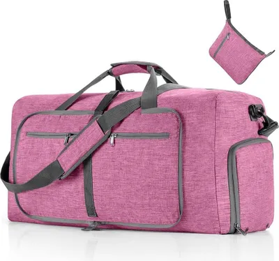 Produktbild von Lichte aufklappbare Reisetasche, große Sporttasche für Damen und Herren, mit Schuhfach, Duffle Bag, Sporttasche für Reisen, Fitness, Urlaub, Übernachtung, S, kariert, beige, Reisetasche