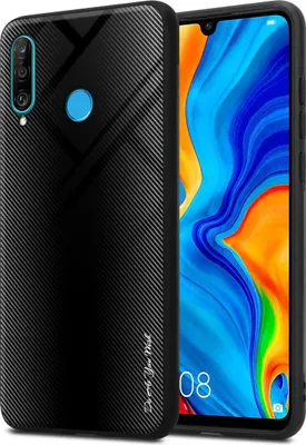 Produktbild von Cadorabo Hülle für Huawei P30 LITE Schutz Hülle in Schwarz Handyhülle TPU Etui Cover Case Tempered Glas