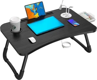 Image de Support pliable pour ordinateur portable, pour le lit et le canapé, noir, avec fixation