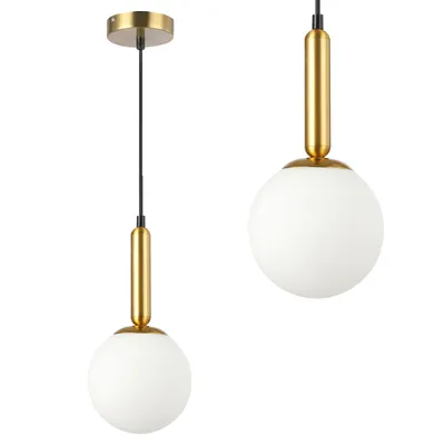 Produktbild von MasterLED Pendelleuchte - E27 Fassung - Gold - Kugel aus Opalglas - Metall - modern für Esszimmer & Wohnzimmer