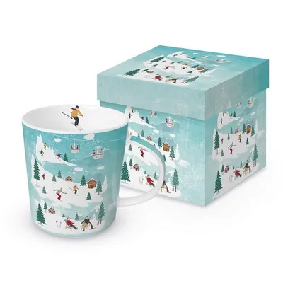 Produktbild von Tasse aus Porzellan St. Moritz - Skiurlaub im Winter 0,4L, Höhe 9,7cm
