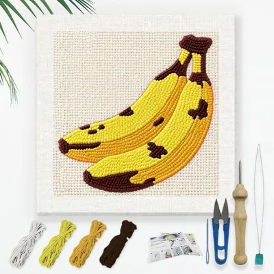 Produktbild von Punch Needle Bastelset für Anfänger, Tropische Frucht, 24x24cm, DIY Stickerei Starter Set