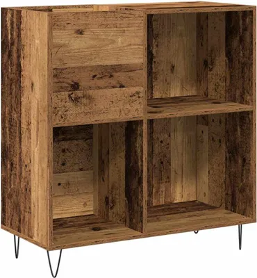 Image de Meuble à vinyles avec étagère chêne artisanal 85 x 38 x 89 cm