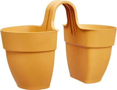 Produktbild von Blumenkasten elho Vibia Campana Flower Twin 21 Kunststoff 21 x 38,4 x 26,5 cm honig gelb