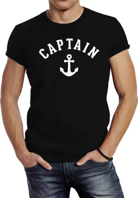 Produktbild von Herren T-Shirt Captain Anker Anchor Slim Fit Neverless® schwarz M