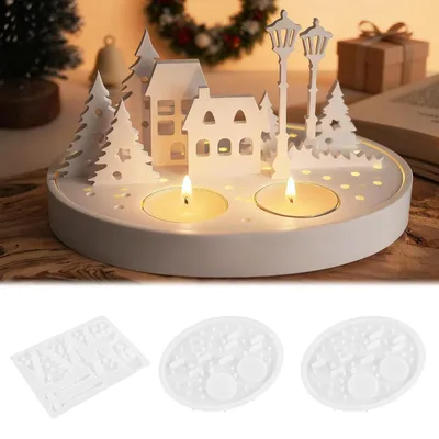 Produktbild von 3er Set Silikonformen Weihnachten Häuser Gießformen für Kerzen & Beton