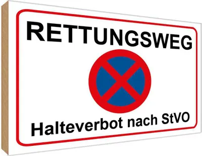Produktbild von vianmo Holzschild 30x40 cm Rettungsweg Halteverbot nach StVO Warnschild Hinweisschild