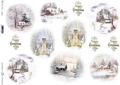 Produktbild von ITD Reispapier Decoupage Bastelpapier Serviettentechnik-R143L - A3 / Weihnachtliche Winteransichten