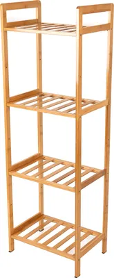 Produktbild von Bambus Badregal Badezimmerregal 100x35x23cm Standregal Badezimmer-Bambus-Regal Schuhregal, Bücherregal