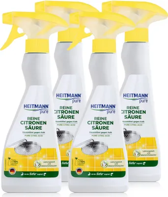 Produktbild von Heitmann pure Reine Citronen Säure Sprayflasche 500ml gegen Kalk (4er Pack)