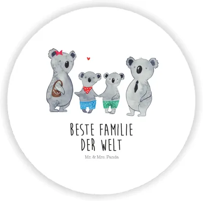 Produktbild von Mr. & Mrs. Panda Kühlschrankmagnet Koala Familie zwei - Weiß - Geschenk, magnet für magnettafel, Familienzeit, Kühlschrank, rundmagnet, Muttertag, fotos